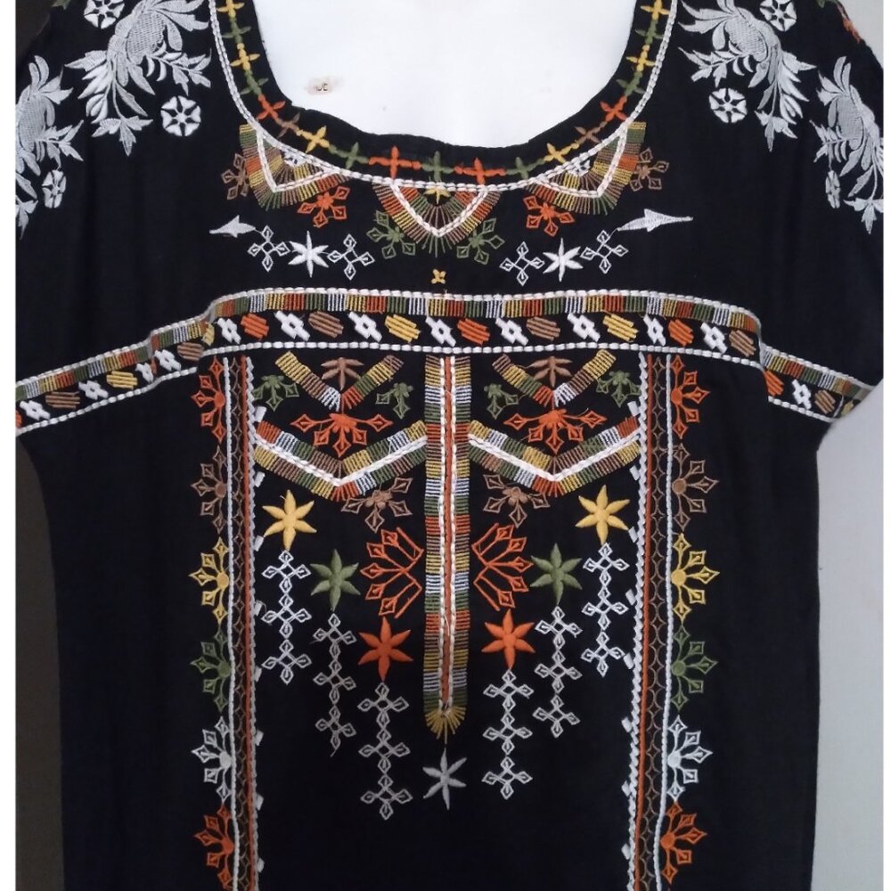 Women's Colorful Embroidered Boho Tunic Top Dress compare to Johnny Was Sz L - Picture 2 of 6